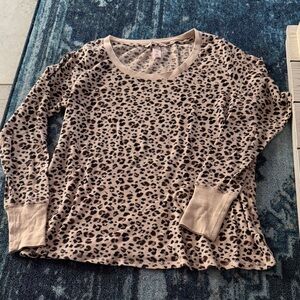 Victoria's Secret Leopard Print Ribbed Top - Cream & Black